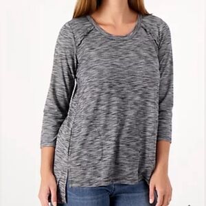 NEW - LOGO by Lori Goldstein Brushstroke Heather 3/4 Sleeve Top. A546435.